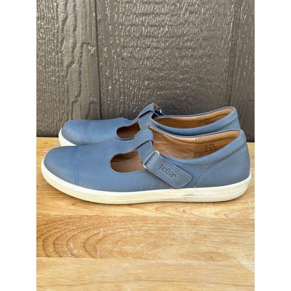 Hotter Lily Leather Mary Jane Blue Shoes Sneakers Comfort Size 8.5" England - Picture 2 of 12